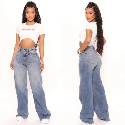 PF High Waist Baggy Jeans For Women Fashion Loose Denim Wide Leg Pants Casual Female Clothing XS-XL Drop Shipping