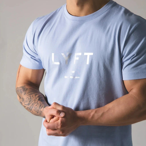 JAPAN LYFT Men Running T-shirt Short Sleeve Cotton T Shirt Casual Print T Shirt Gym Fitness Bodybuilding Workout Male Tee Tops