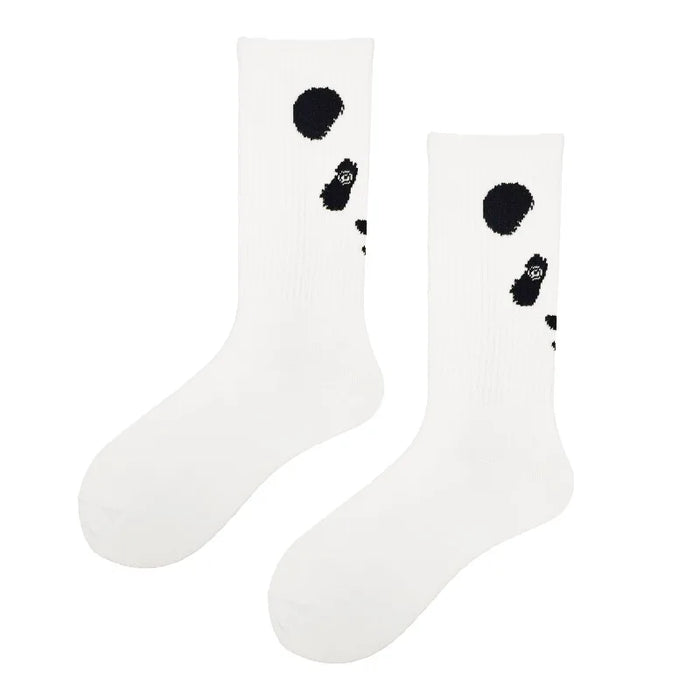 Men's Socks Cotton Animal Print College Style Cartoon Black White Panda Lion Eagle Tiger Wolf Sports Short Socks Hip Hop Man Sox