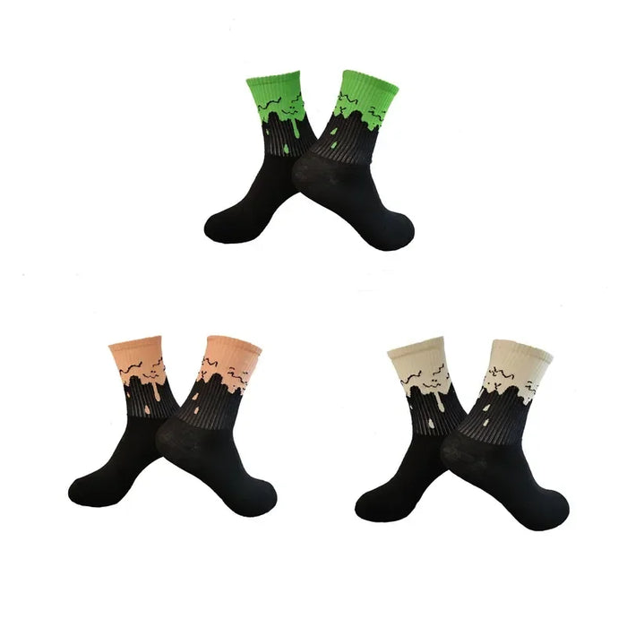 3 Pairs Men's Sports Style Street Skateboards  Crew Cactus Jack Hip Hop Harajuku Basketball Socks Women