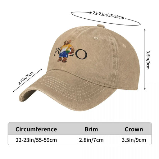 Classic Bear Baseball Caps for Men Women Distressed Washed Vintage Style Polo Sun Cap Outdoor Workouts Caps Hat