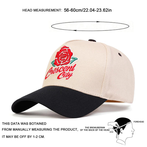 Unisex Rose Letter Embroidery Baseball Caps Spring Autumn Outdoor Adjustable Casual Hats Sunscreen Hat