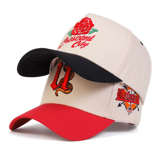 Unisex Rose Letter Embroidery Baseball Caps Spring Autumn Outdoor Adjustable Casual Hats Sunscreen Hat