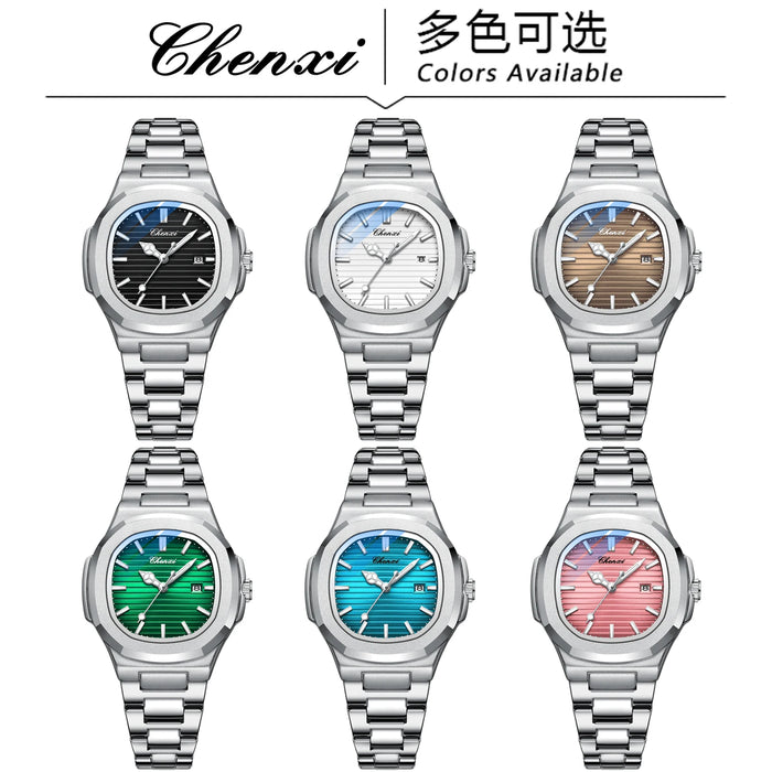 CHENXI 8222 New Ladies Watches Women Fashion Elegant Silver Stainless Steel Party Quartz Wristwatch Watch Gift Relogio Feminino