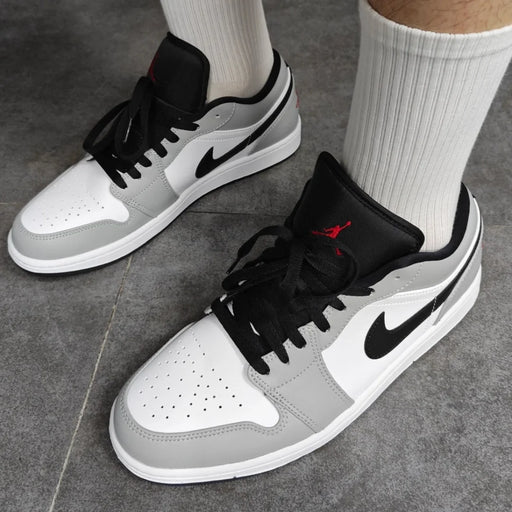 NIKE Air Jordan 1” Light Smoke Grey Synthetic Leather Anti-slip Wear-resistant Low Top Retro Basketball Shoes Men's Smoke Grey